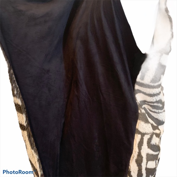 Cozy Zebra Print Vest Open Waterfall Front Sz M - Picture 3 of 5